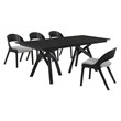 Armen Living Cortina Polly 5PC Wood Dining Table and Chair Set in Black/Gray