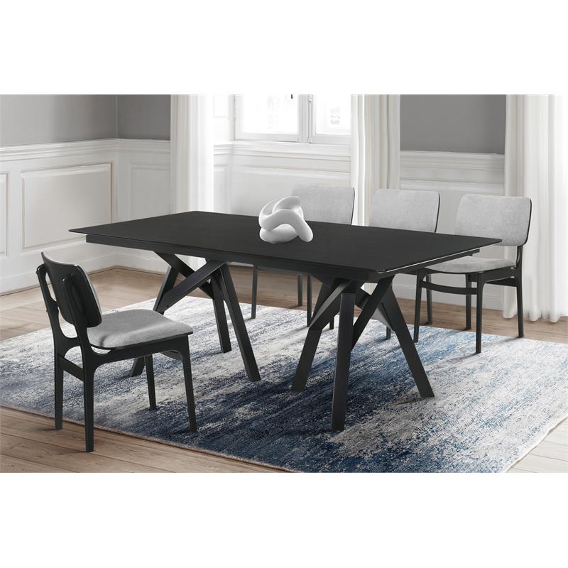 Armen Living Cortina Lima 5PC Wood Dining Table and Chair Set in Black/Gray