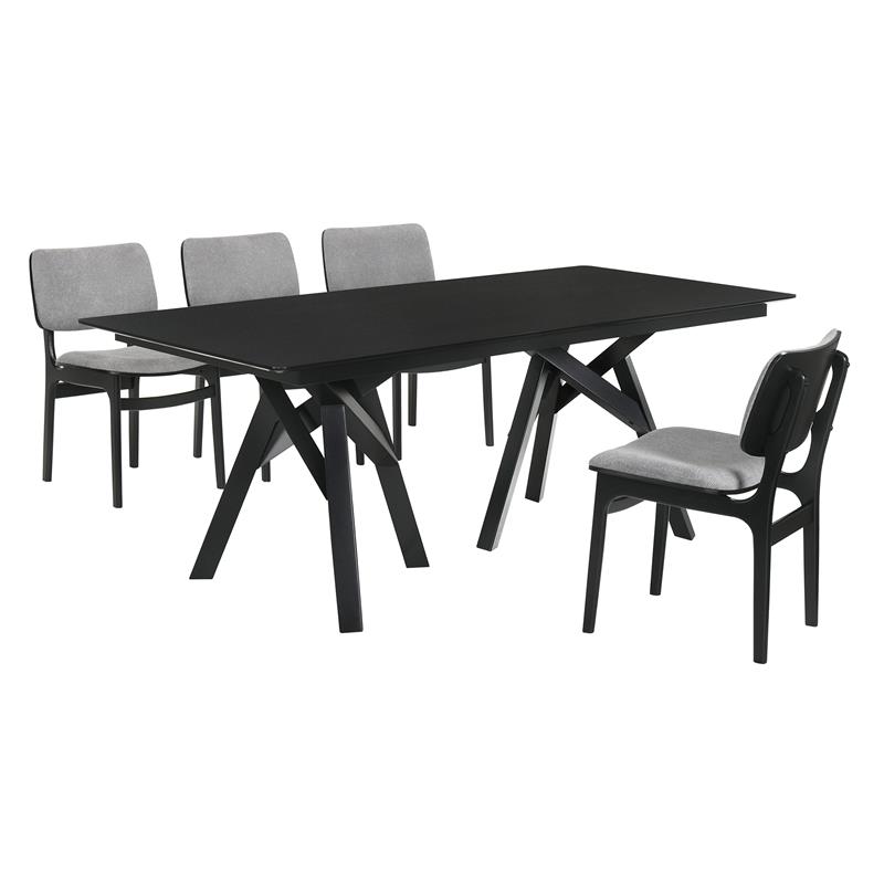 Armen Living Cortina Lima 5PC Wood Dining Table and Chair Set in Black/Gray