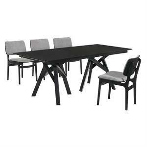Armen Living Cortina Lima 5PC Wood Dining Table and Chair Set in Black/Gray