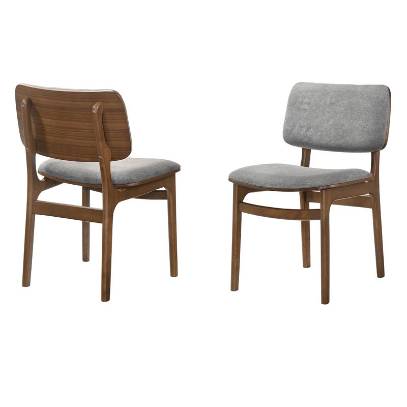 Lima Wood Dining Accent Chairs in Walnut Finish and Grey Fabric Set of 2 Cymax Business