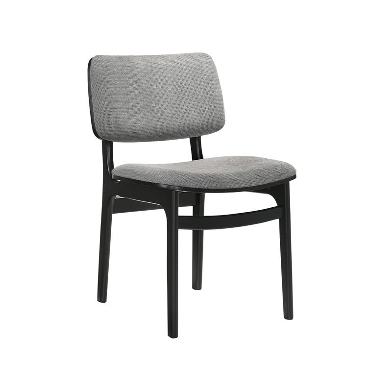 Armen Living Lima Fabric & Wood Dining Accent Chairs in Black/Gray(Set of 2)