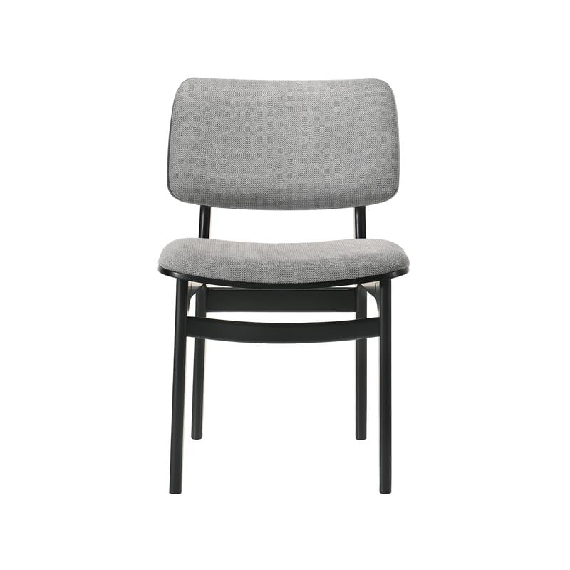 Armen Living Lima Fabric & Wood Dining Accent Chairs in Black/Gray(Set of 2)