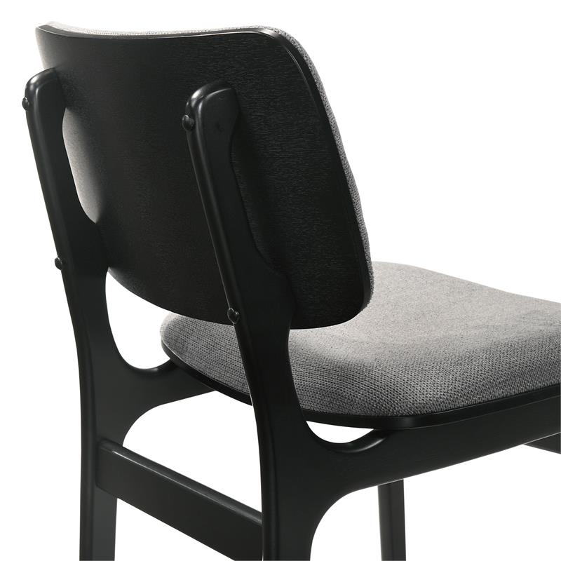 Armen Living Lima Fabric & Wood Dining Accent Chairs in Black/Gray(Set of 2)