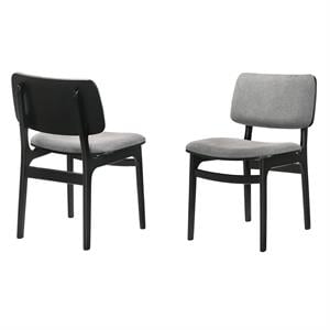 Armen Living Lima Fabric & Wood Dining Accent Chairs in Black/Gray(Set of 2)