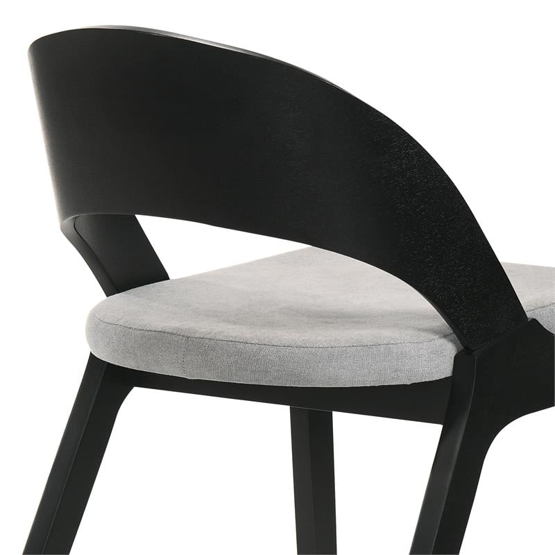 Armen Living Polly Dining Fabric & Wood Accent Chairs in Black/Gray (Set of 2)