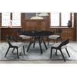 Armen Living Polly Dining Fabric & Wood Accent Chairs in Black/Gray (Set of 2)