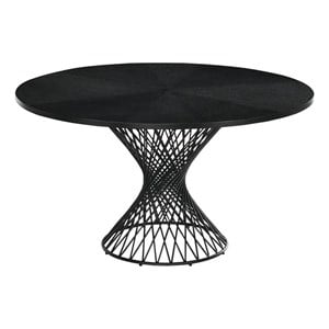 Armen Living Cirque Round ContemporaryWood Dining Table in Black