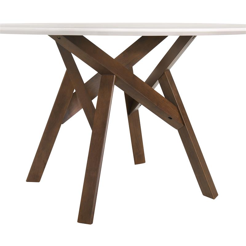 Armen Living Venus Round Contemporary Wood Dining Table in Walnut/White