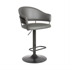 Armen Living Brody 24.5-32.5&quot Modern Faux Leather Swivel Bar Stool in Gray/Black