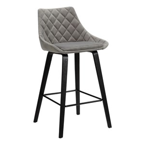Armen Living Dani 26&quot Modern Velvet Counter Stool in Gray/Black