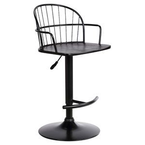 Armen Living Edward 31.25&quot Adjustable Contemporary Metal Bar Stool in Black