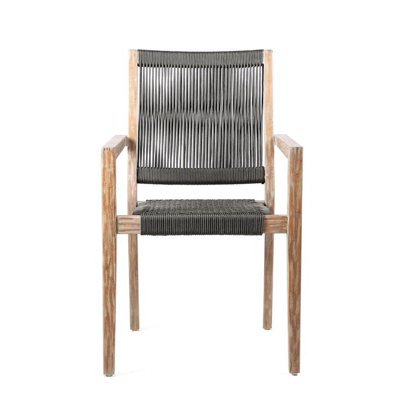Armen Living Sienna & Madsen 5PC Wood Outdoor Dining Set in Gray Teak/Black