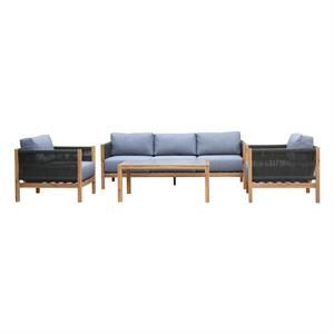 sienna 4 piece wood outdoor sofa seating set