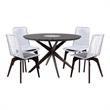 Armen Living Oasis and Island Outdoor 5-Piece Wood Dining Set in Light Gray