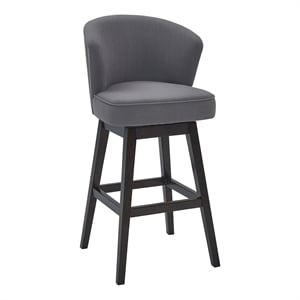 Armen Living Brandy 30.5&quot Modern Fabric Swivel Bar Stool in Espresso/Gray