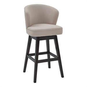 Armen Living Brandy 30.5&quot Modern Fabric Swivel Bar Stool in Espresso/Tan