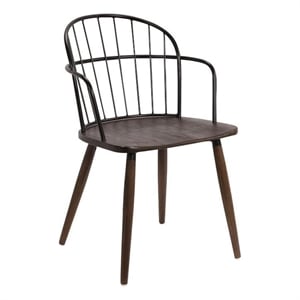 Armen Living Bradley 18&quot Modern Wood Side Chair in Black Coated/Walnut