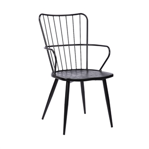 Armen Living Parisa 17&quot Modern Metal Dining Accent Chair in Black