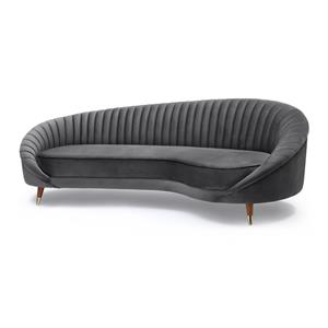 armen living karisma velvet channel tufted curved sofa