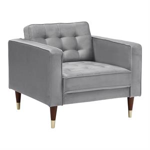 Armen Living Somerset Tufted Modern Velvet Club Chair in Gray