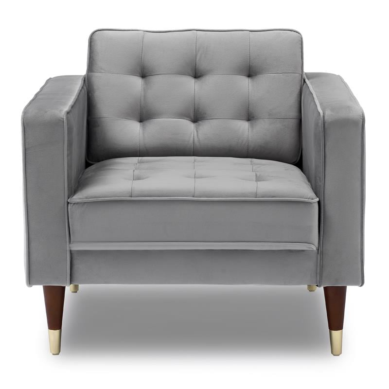 Armen Living Somerset Tufted Modern Velvet Club Chair in Gray