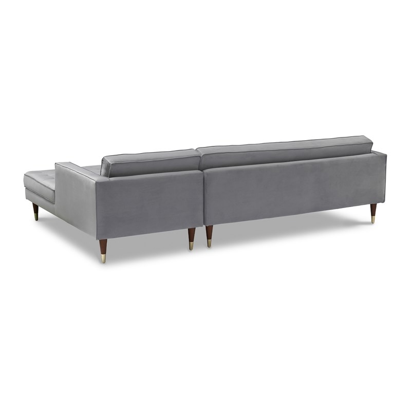 Armen Living Somerset Tufted Modern Velvet Right Sectional Sofa in Gray