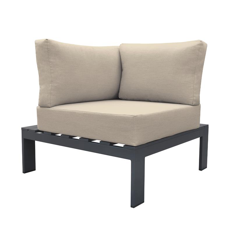 Armen Living Razor 4PC Aluminum/Fabric Outdoor Sectional Set in Taupe/Dark Gray