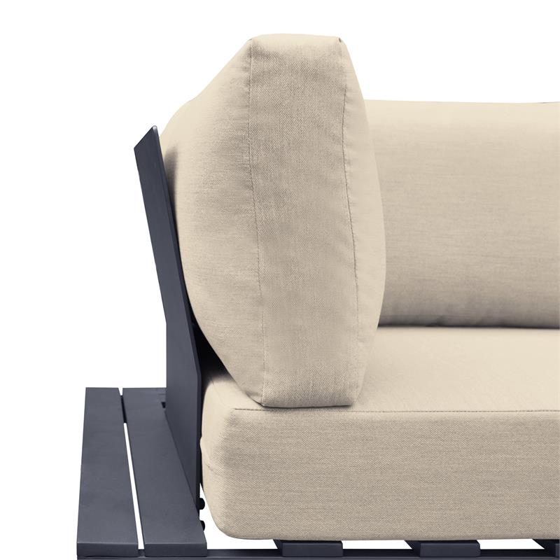 Armen Living Razor 4PC Aluminum/Fabric Outdoor Sectional Set in Taupe/Dark Gray