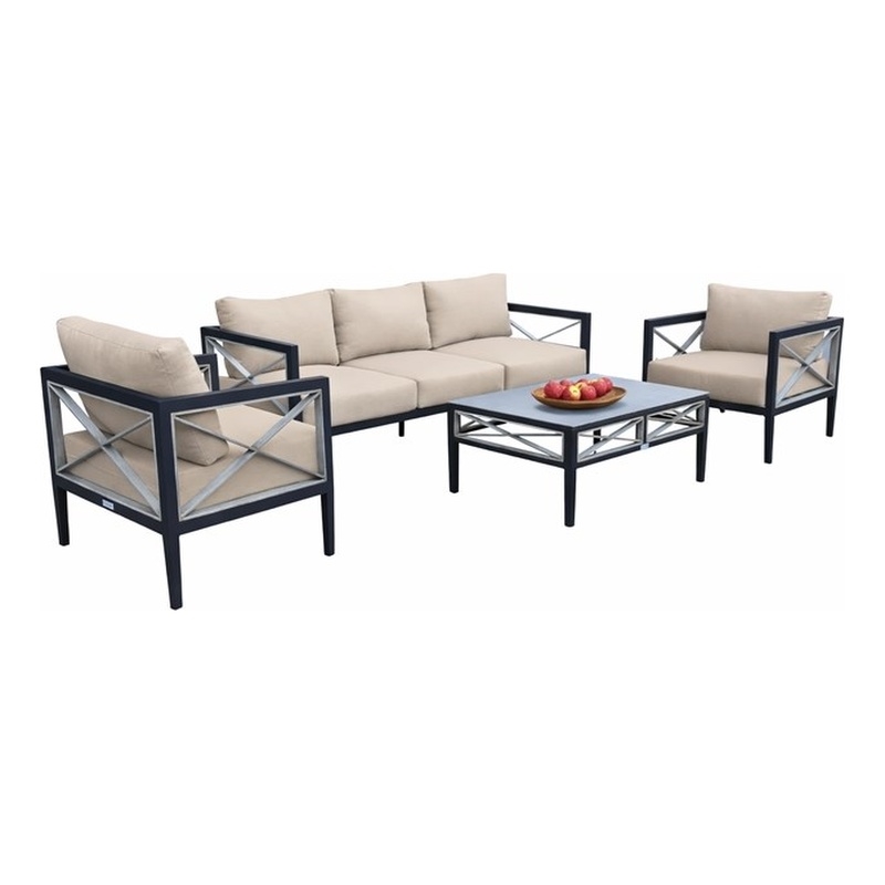 Sonoma Outdoor 4 piece Set in Taupe with Grey Frame Finish
