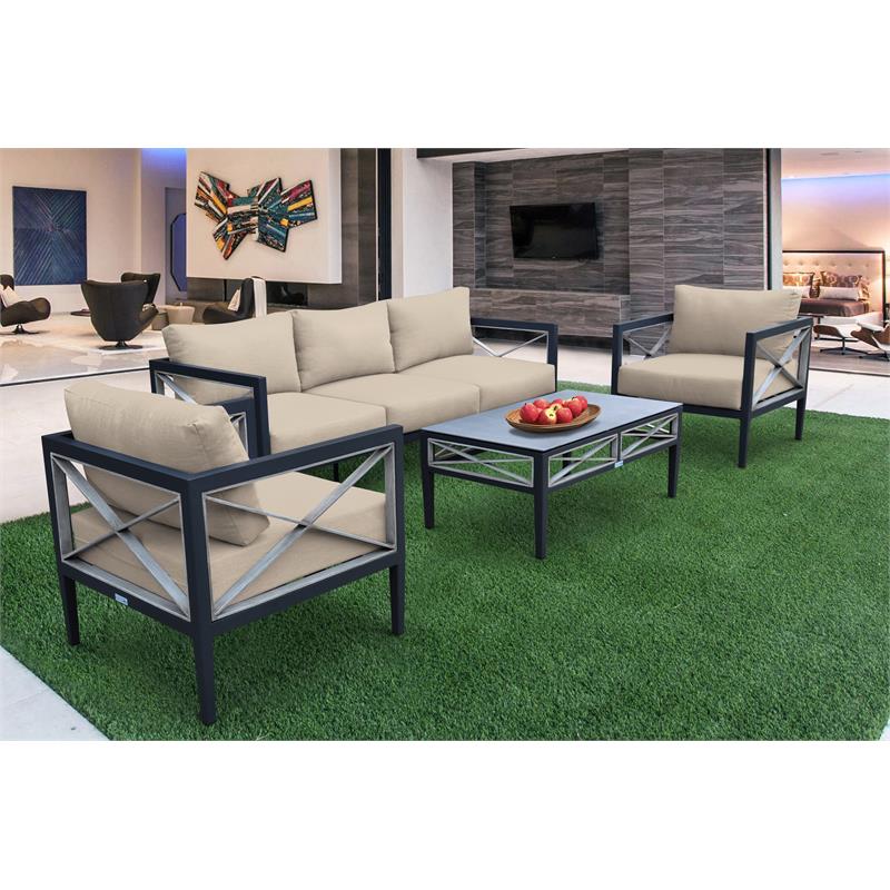 Sonoma Outdoor 4 piece Set in Taupe with Grey Frame Finish