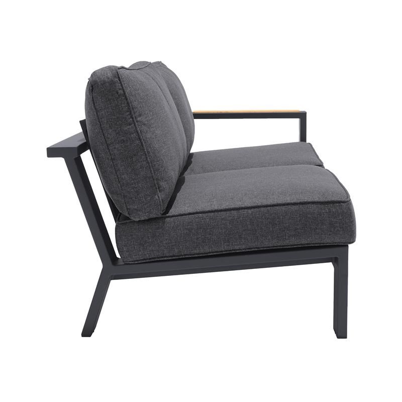 Armen Living Palau 4-Piece Aluminum Outdoor Patio Sofa Set in Dark Gray/Natural