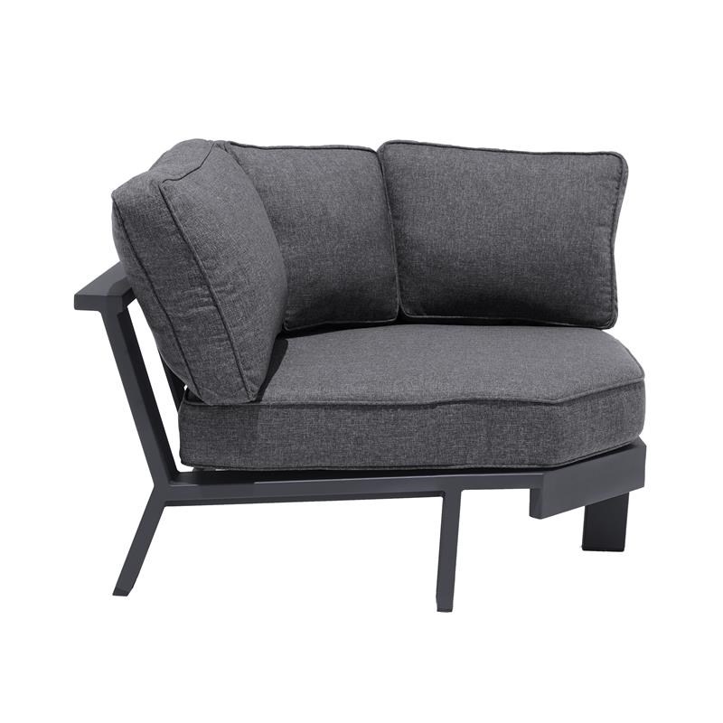 Armen Living Palau 4-Piece Aluminum Outdoor Patio Sofa Set in Dark Gray/Natural