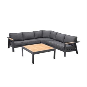 palau 4 piece outdoor sectional set with cushions in dark grey