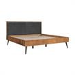 Armen Living Coco Upholstered Solid Wood King Platform Bed in Chocolate/Black