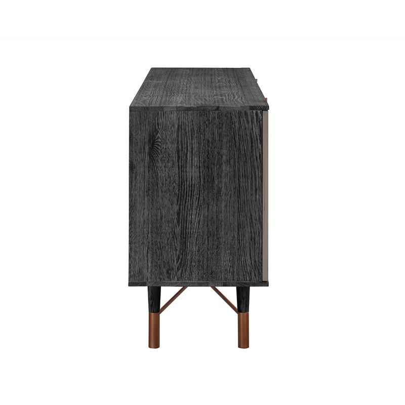 Armen Living Turin Modern Solid Wood Sideboard Cabinet with Copper Accent in Oak