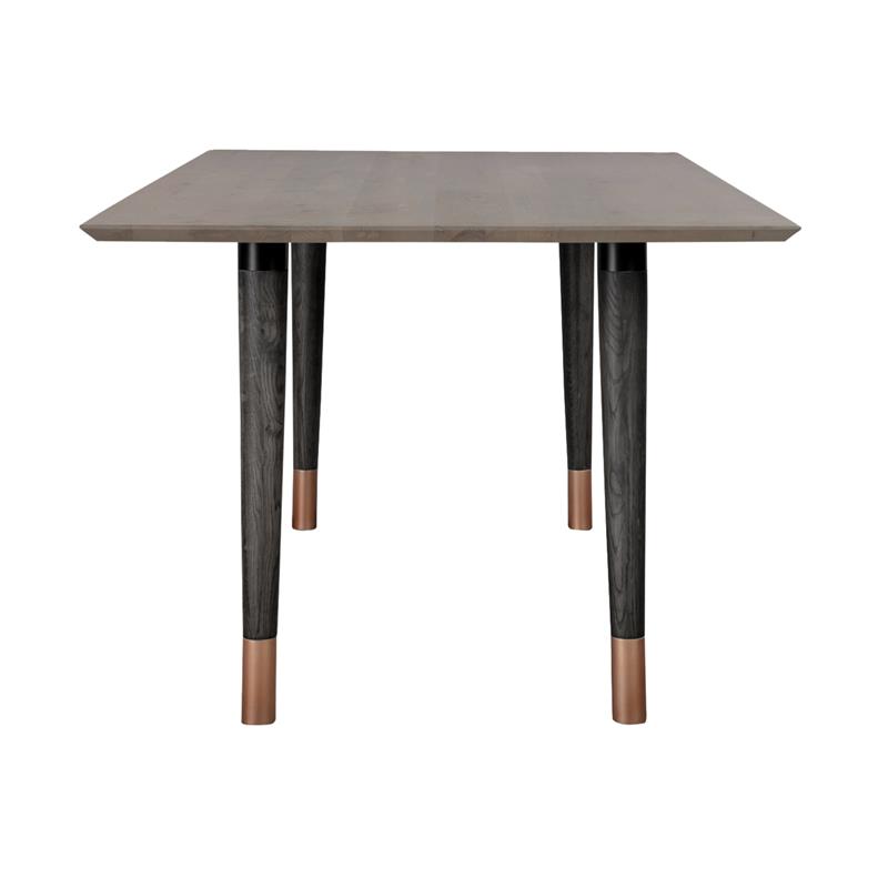 Armen Living Turin Rustic Dining Table with Solid Oak Wood Top/Copper Tip Legs