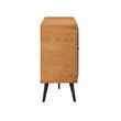 Armen Living Coco 3-Drawer Modern Wood/Faux Leather Dresser in Oak/Black