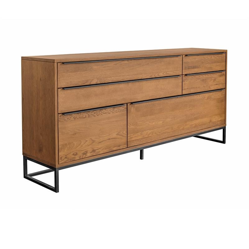 Armen Living Nevada Modern Solid Wood Sideboard in Balsamic Oak