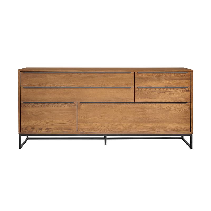 Armen Living Nevada Modern Solid Wood Sideboard in Balsamic Oak