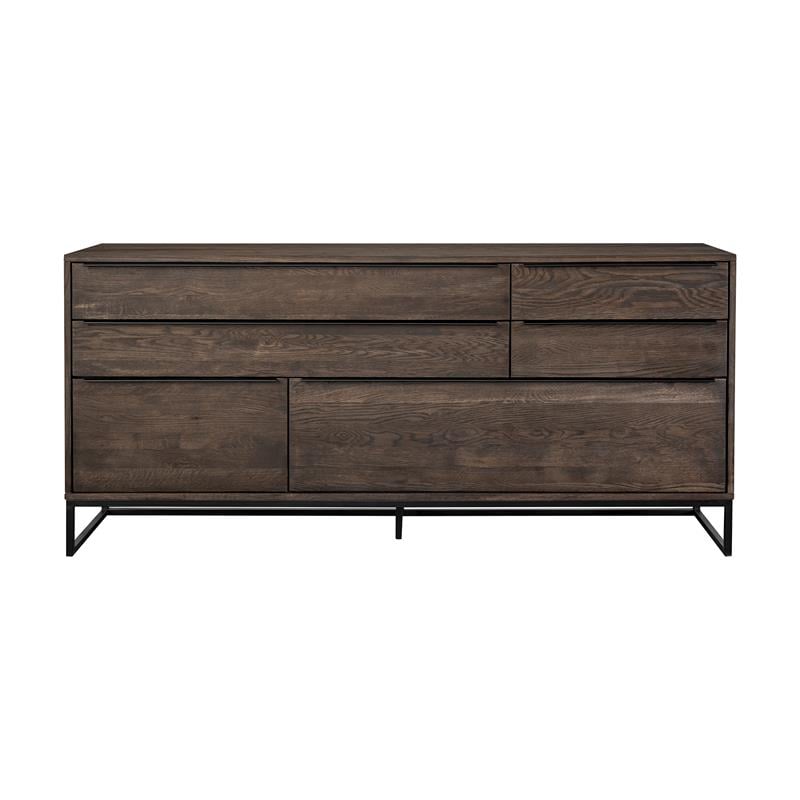 Armen Living Nevada Modern Solid Wood & Metal Sideboard in Dark Brown