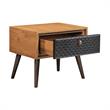 Armen Living Coco Single Drawer Wood/Faux Leather Nightstand in Chocolate/Black