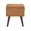 Armen Living Coco Single Drawer Wood/Faux Leather Nightstand in Chocolate/Black