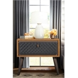 Armen Living Coco Single Drawer Wood/Faux Leather Nightstand in Chocolate/Black