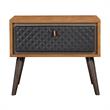 Armen Living Coco Single Drawer Wood/Faux Leather Nightstand in Chocolate/Black