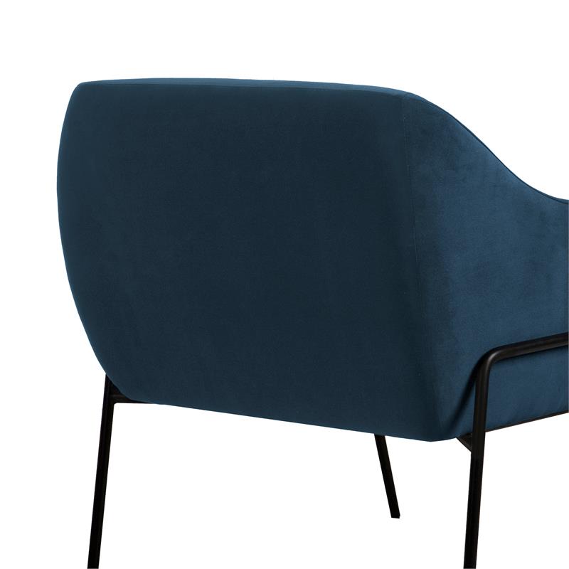Armen Living Karen Modern Velvet Accent Chair with Armrest in Blue
