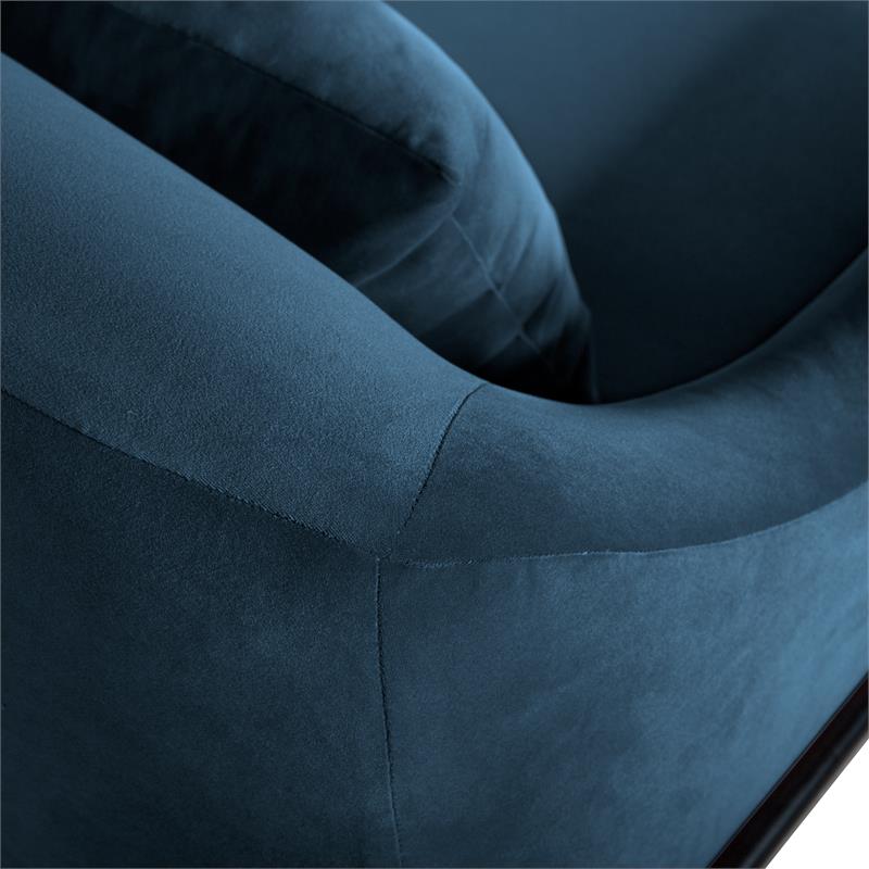 Armen Living Karen Modern Velvet Accent Chair with Armrest in Blue
