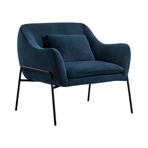 Armen Living Karen Modern Velvet Accent Chair with Armrest in Blue
