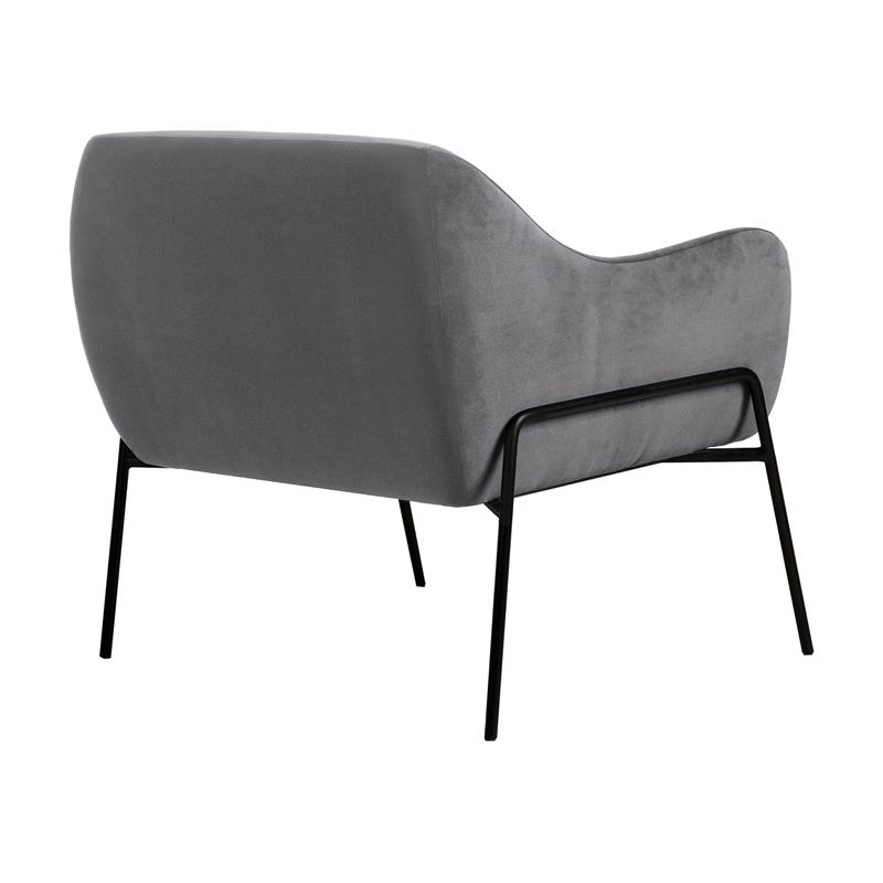 Armen Living Karen Modern Velvet Accent Chair with Armrest in Gray