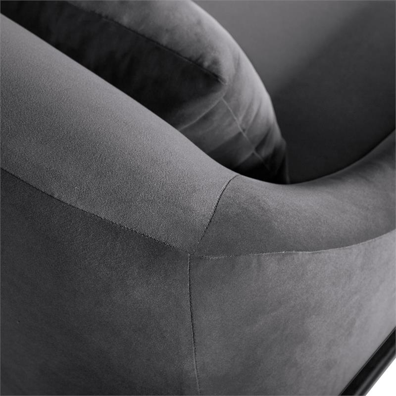 Armen Living Karen Modern Velvet Accent Chair with Armrest in Gray